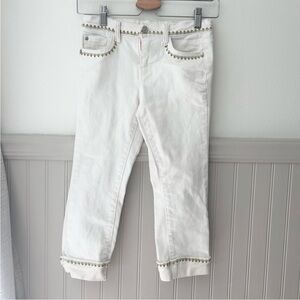 Matilda Jane White Embroidered Cropped Pants Girls Size 8